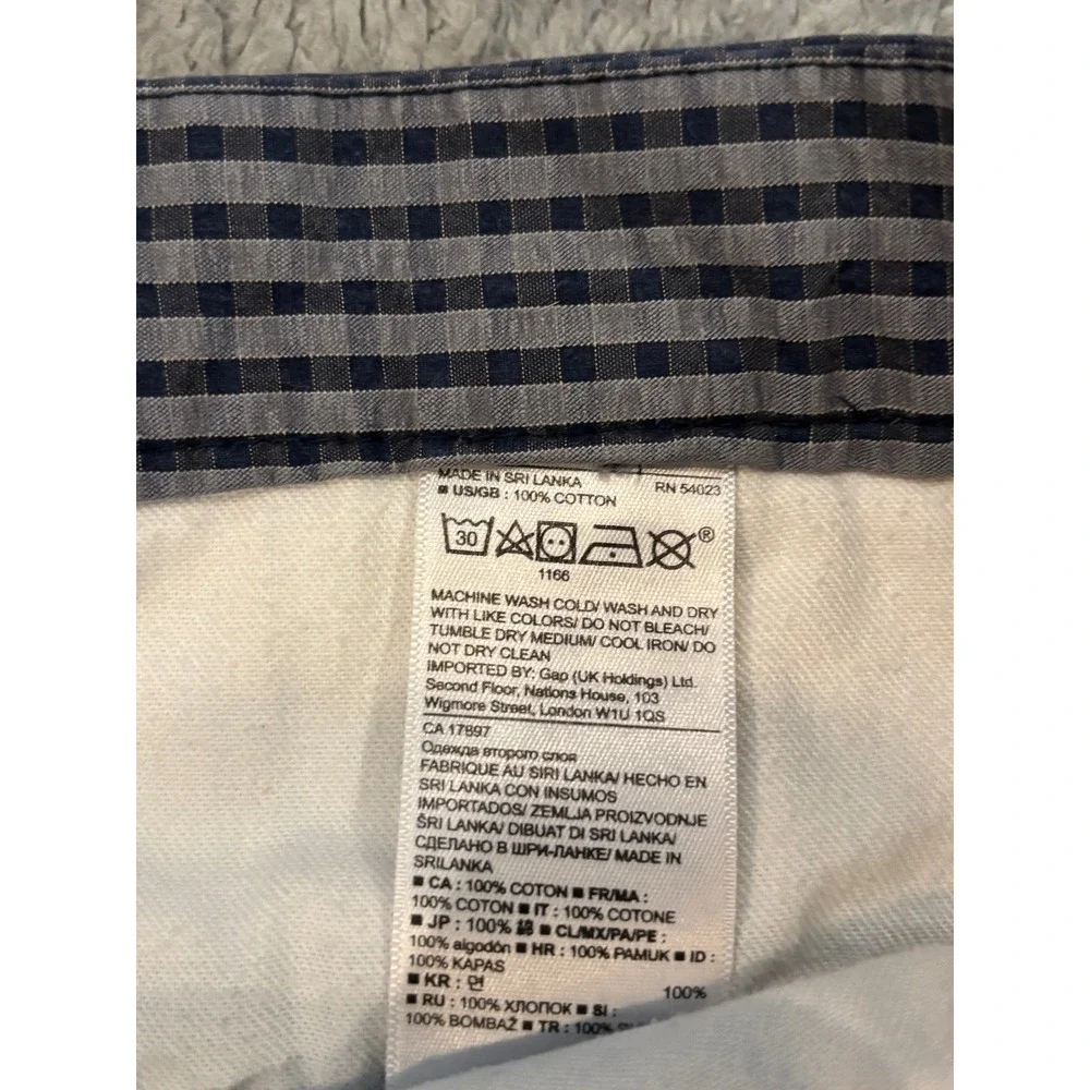 Banana Republic Emerson Shorts Mens 34 Blue Gingham Check Cotton Flat Front 10